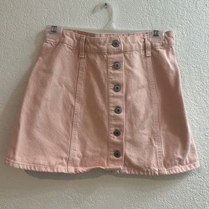 Button Front Denim Mini Skirt